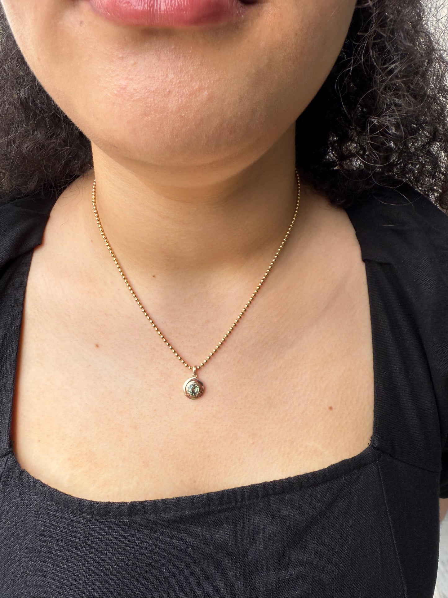 Green Sapphire Round Pendant