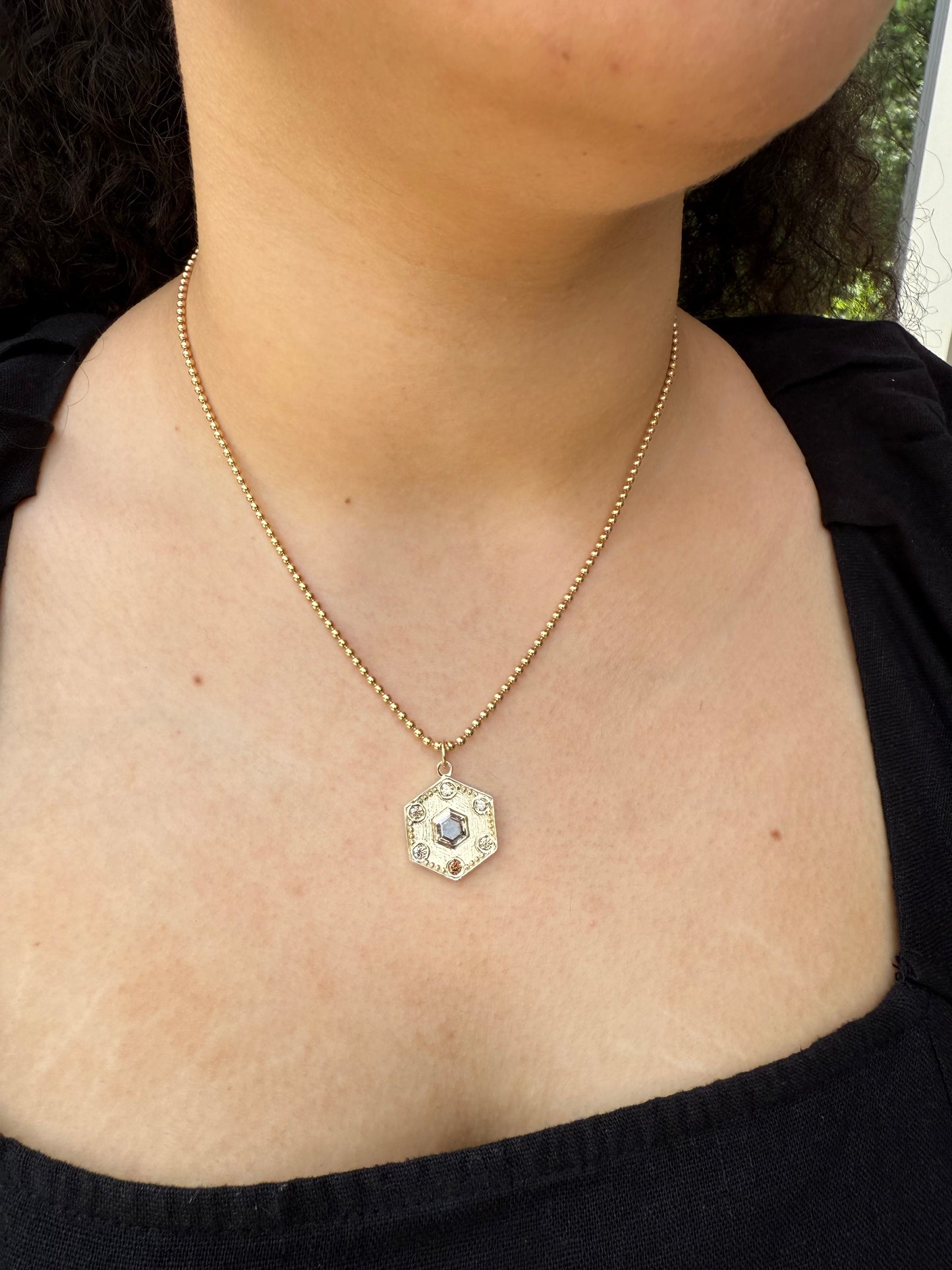 Hexagon Pendant, Cognac Diamonds