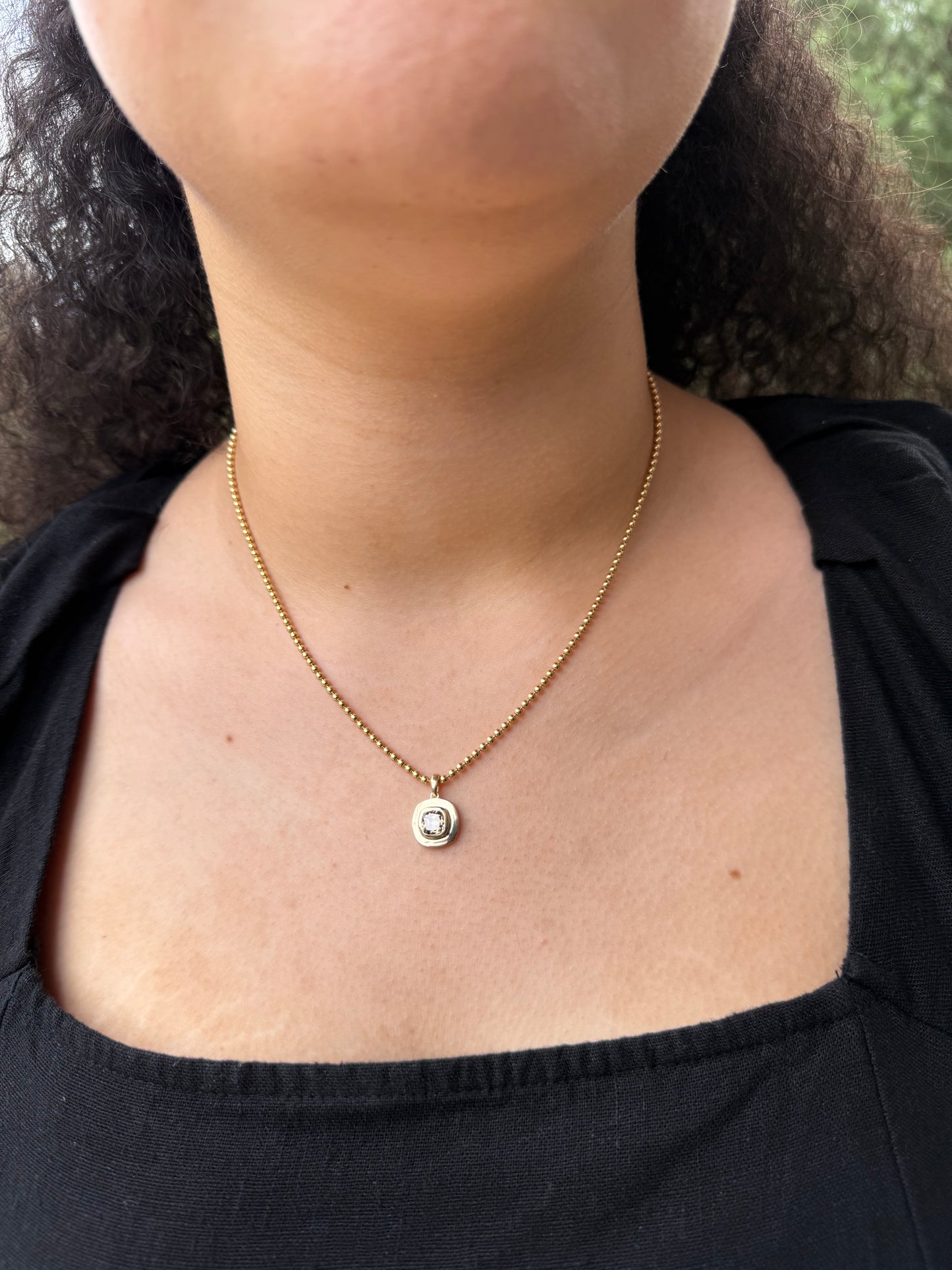 Brown Diamond Cushion Pendant