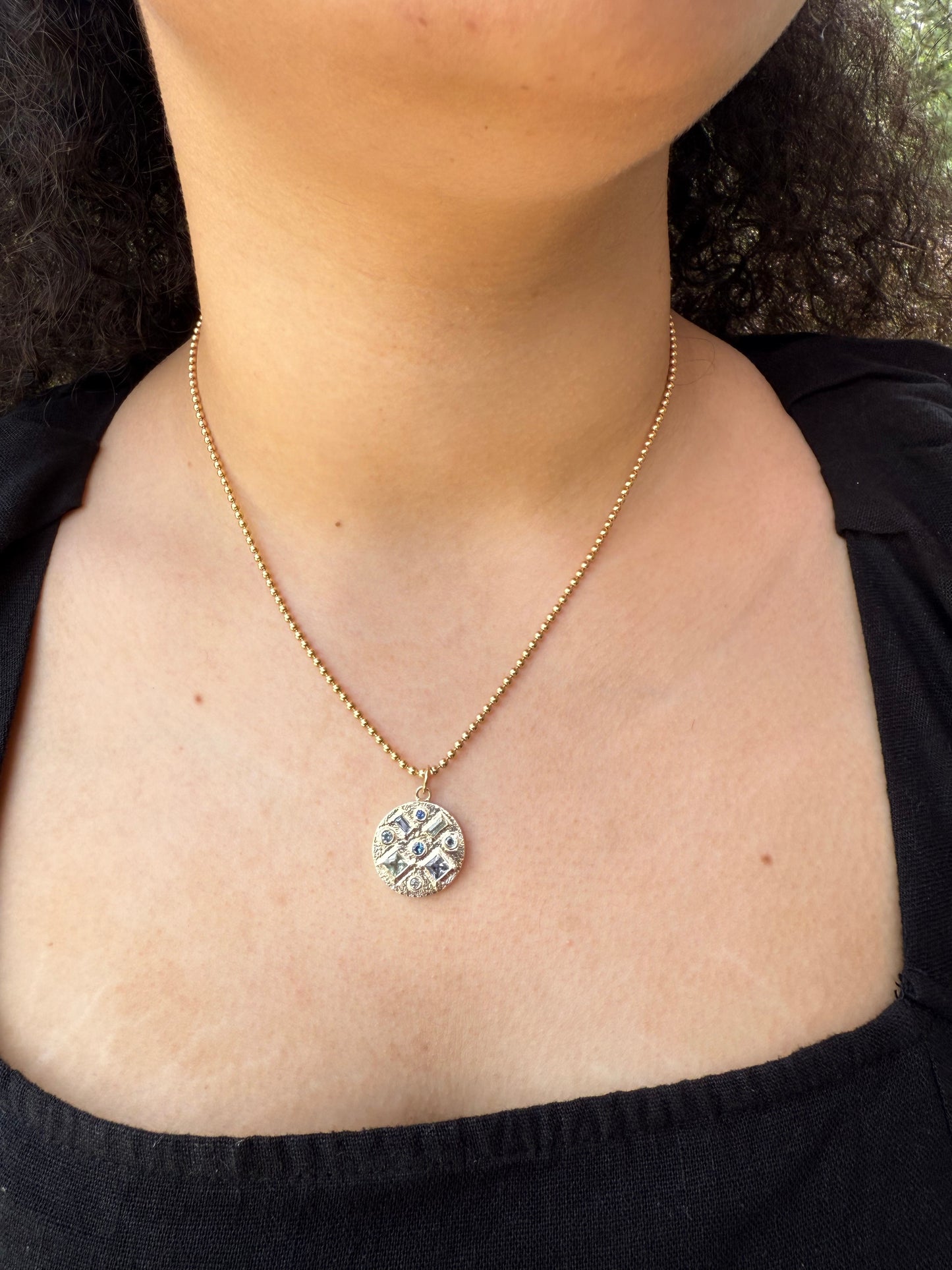 Multi Gem Pendant, Blue & Green