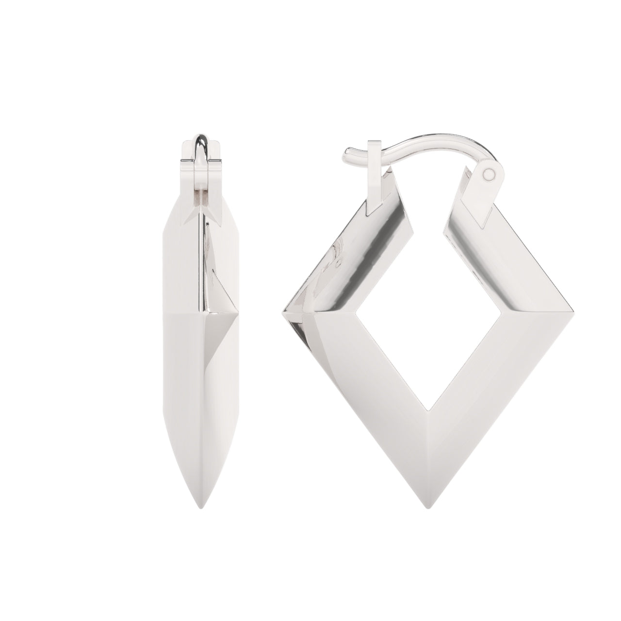 Silver Diamond Hoop Earrings