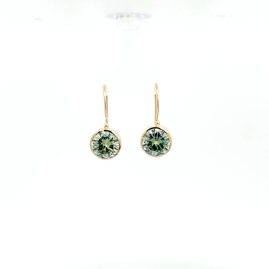 Green Moissanite Dangle Earrings