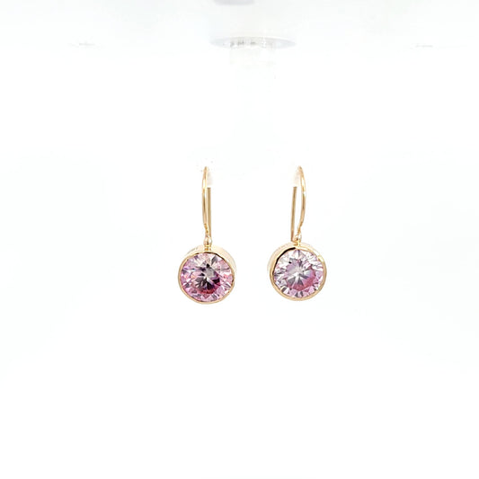 Pink Moissanite Dangle Earrings