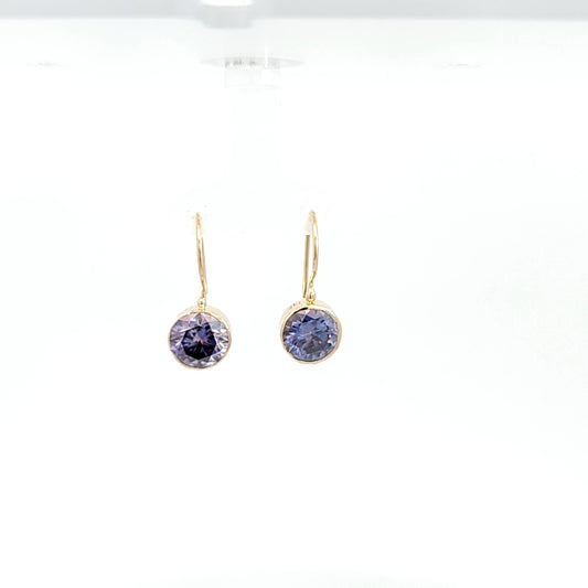 Purple Moissanite Dangle Earrings