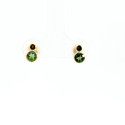 Green Tourmaline & Dravite Stud Earrings