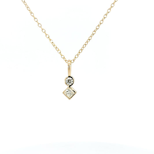 Diamond 2 Stone Pendant Necklace