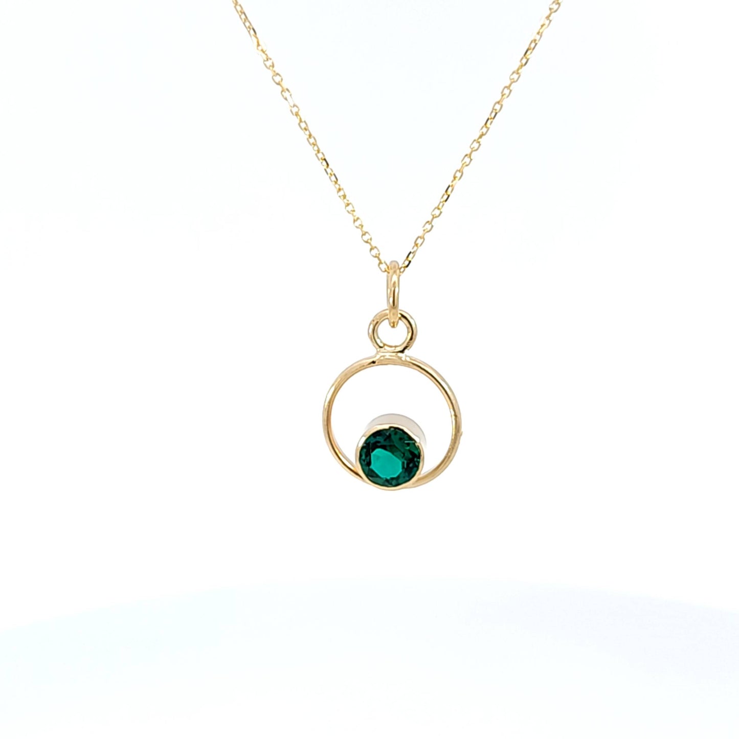 Emerald Circle Pendant Necklace