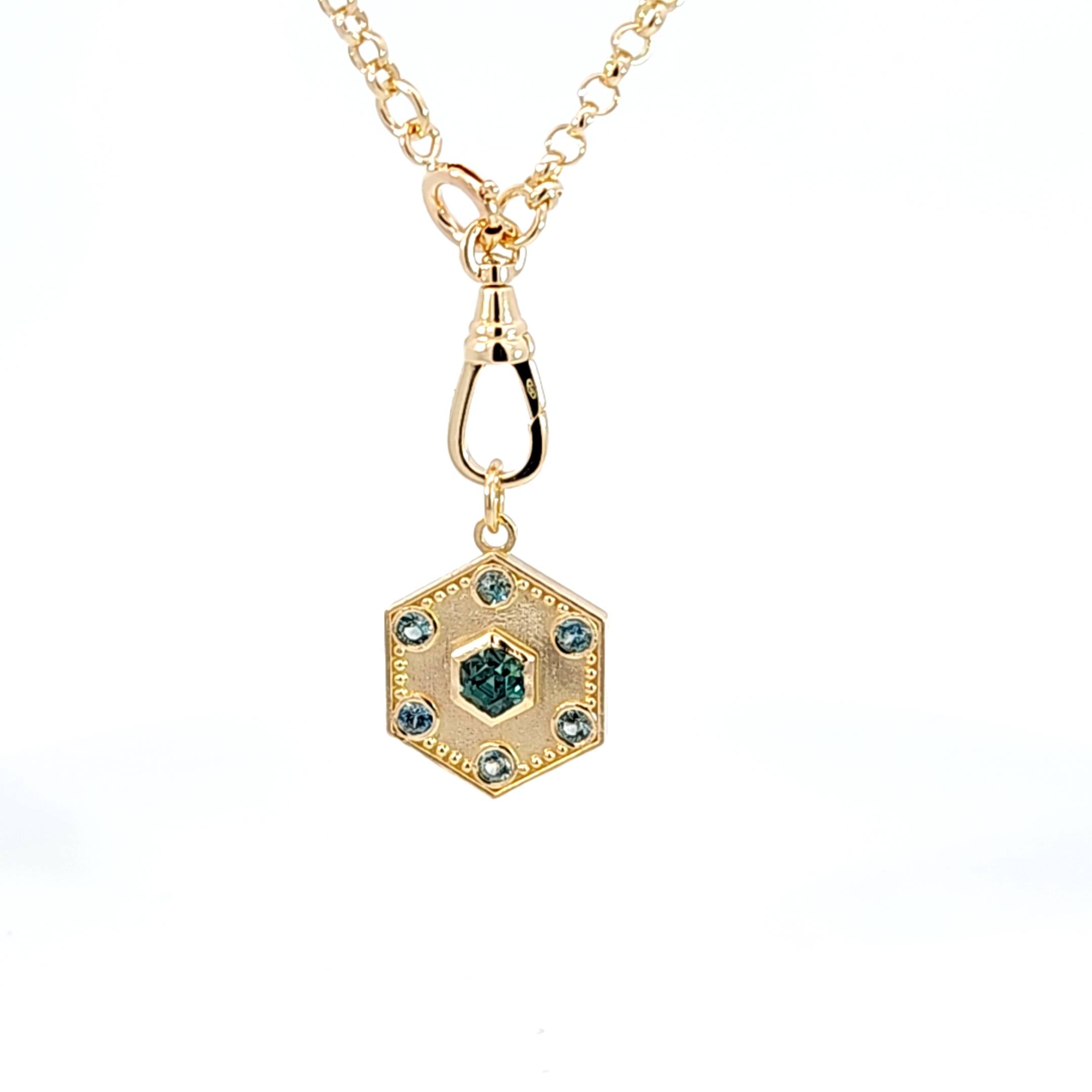 Montana Sapphires Hexagon Pendant