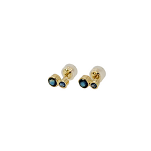 Load image into Gallery viewer, Blue Sapphire Double Stud Earrings
