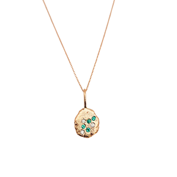 Diamonds & Emeralds Rose Gold Pendant Necklace