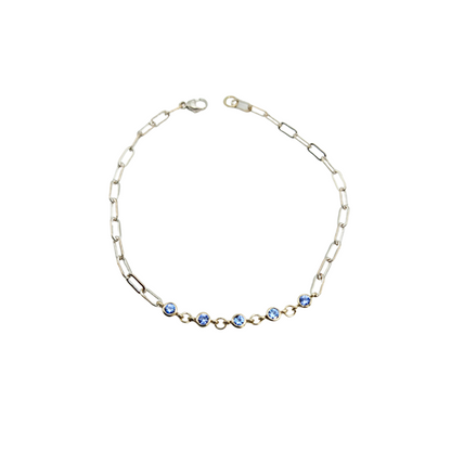Blue Sapphire White Gold 5 Stone Bracelet