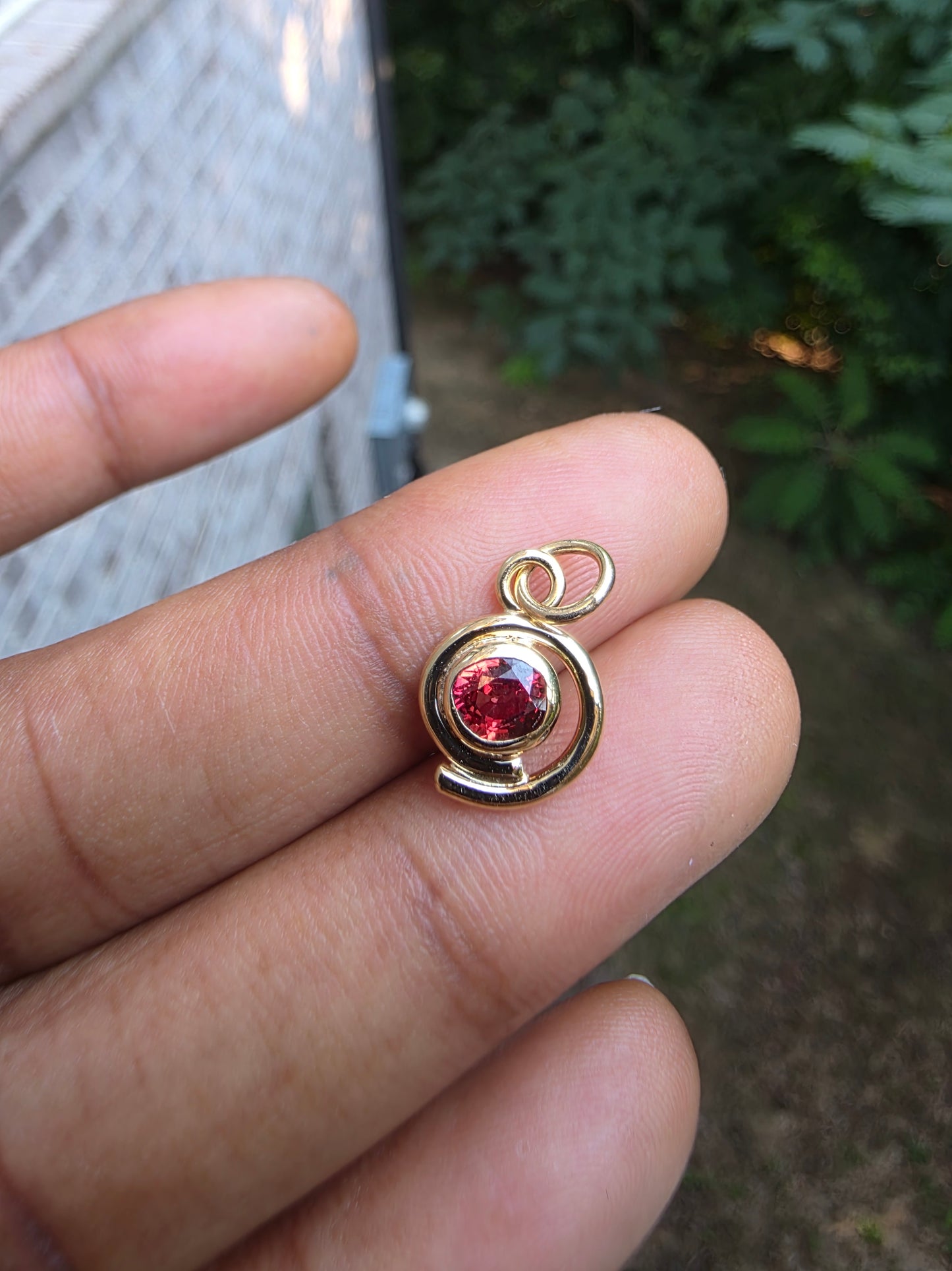 Orange Sapphire Swirl Pendant