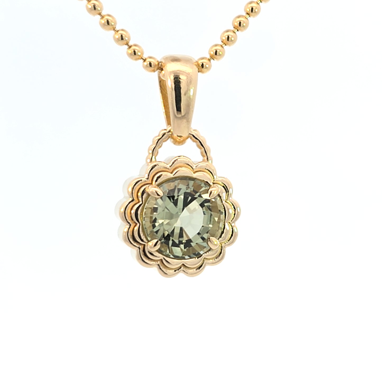 Mint Tourmaline Double Scallop Pendant