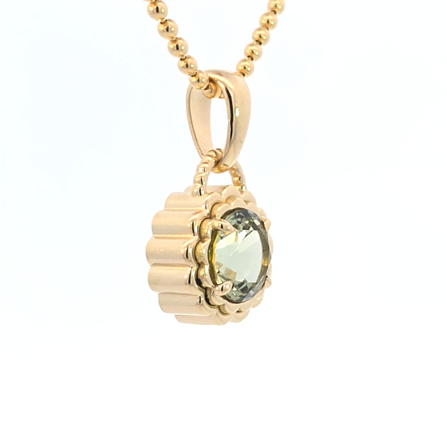 Mint Tourmaline Double Scallop Pendant