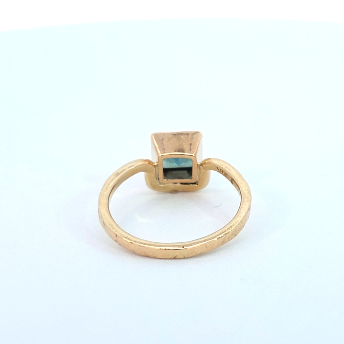 Princess Cut Teal Sapphire Ring