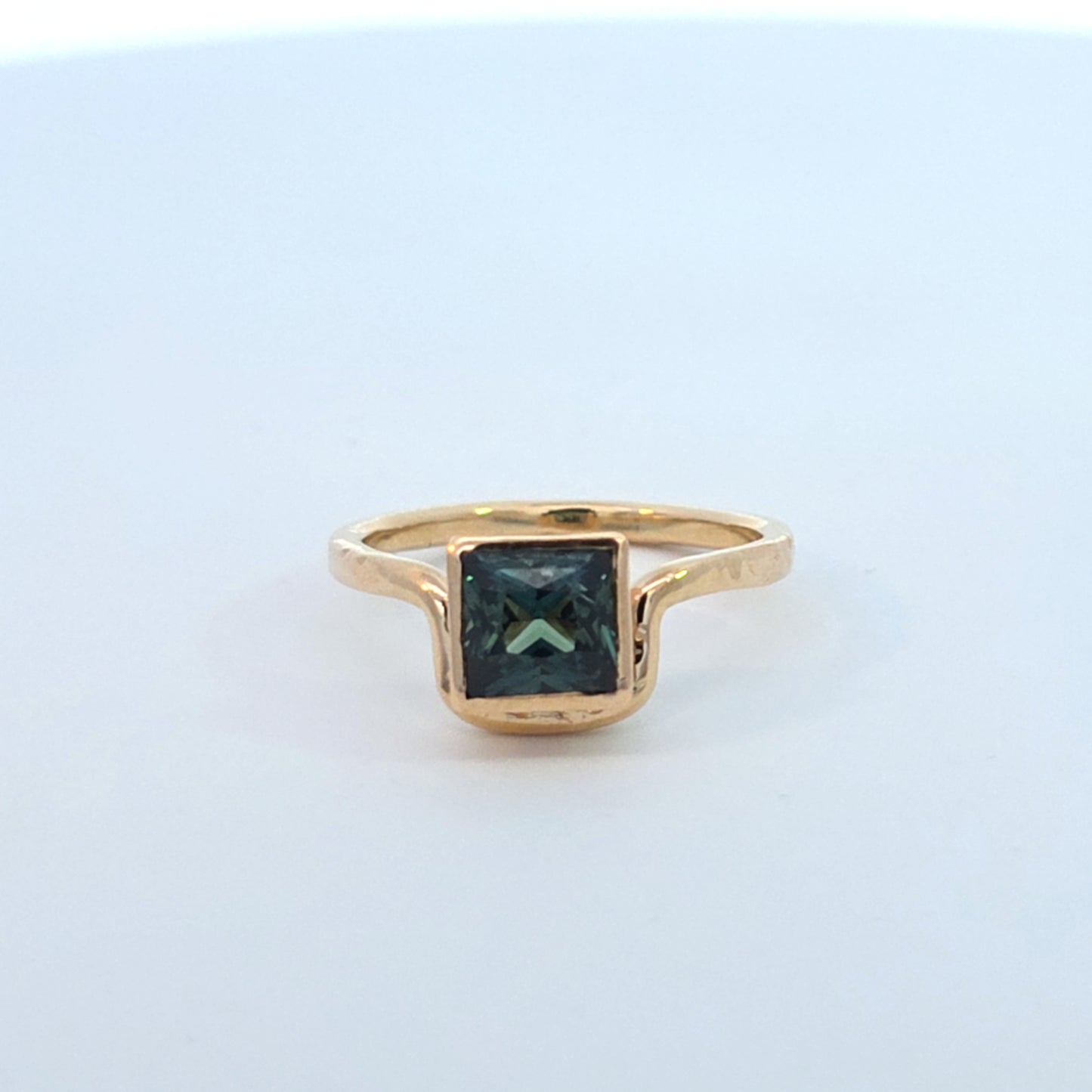 Princess Cut Teal Sapphire Ring