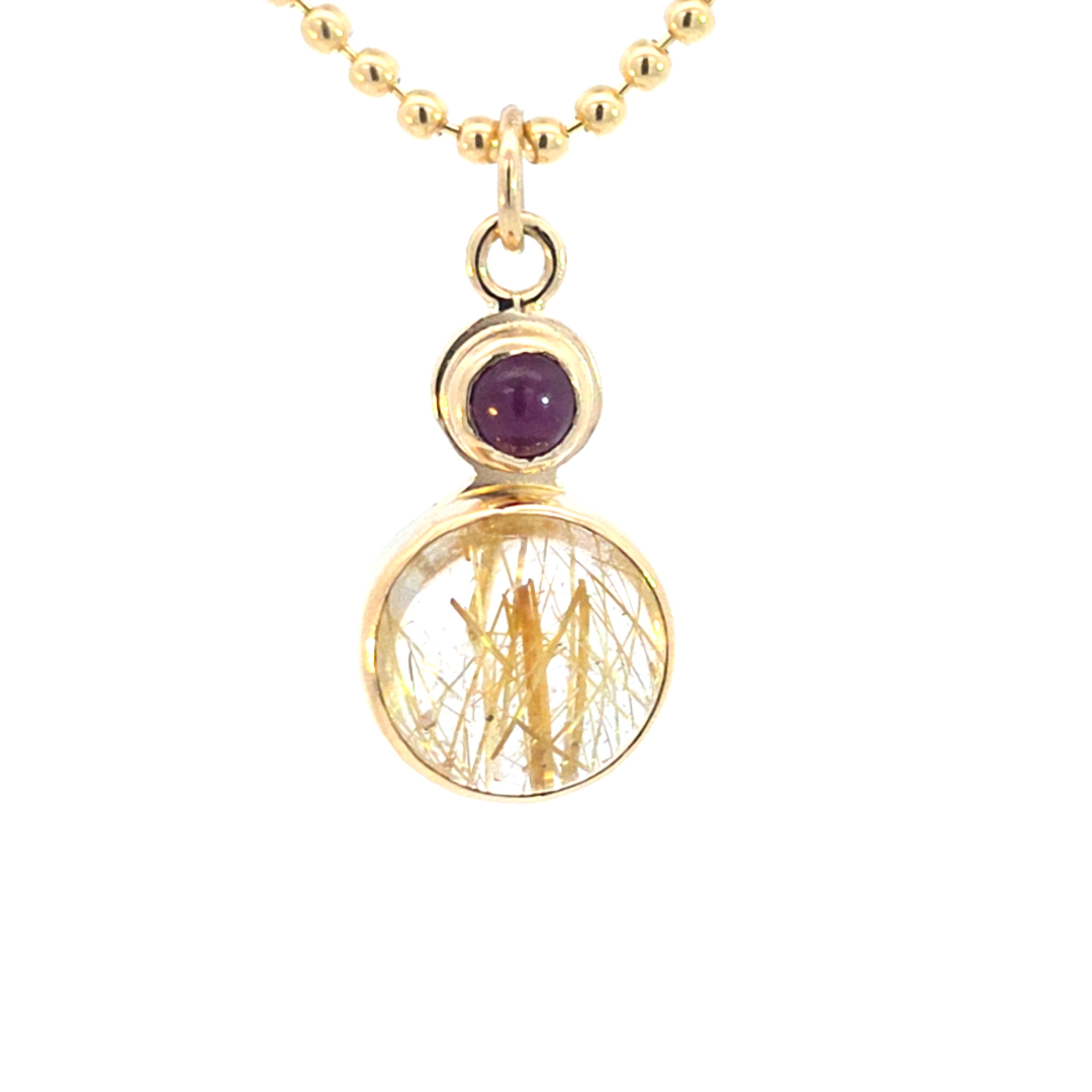 Rutilated Quartz & Ruby Pendant
