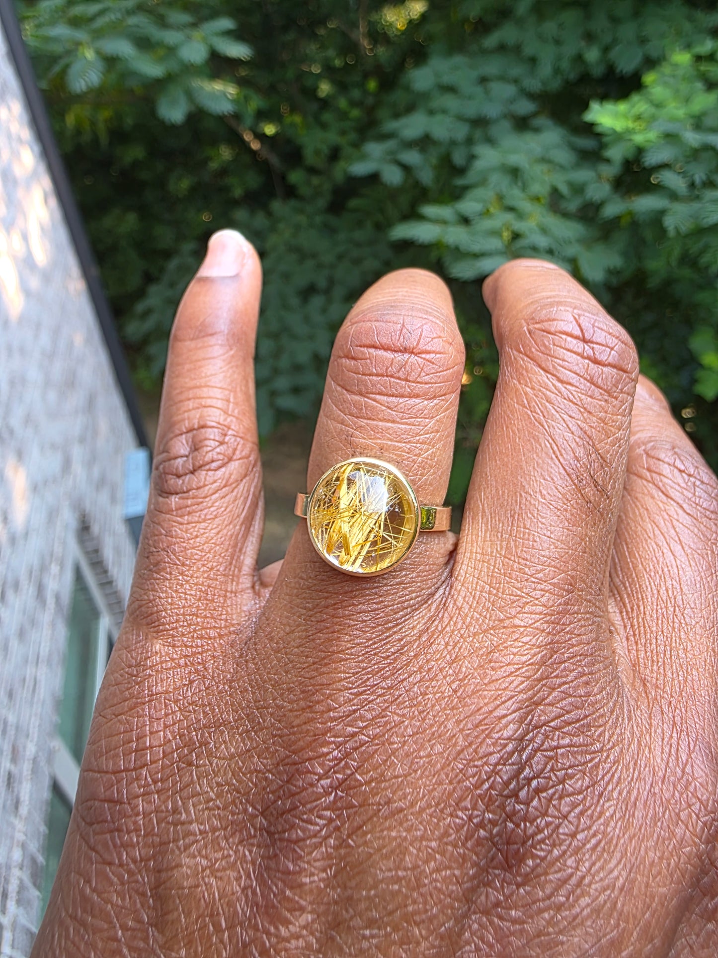Rutilated Quartz Cabochon Ring