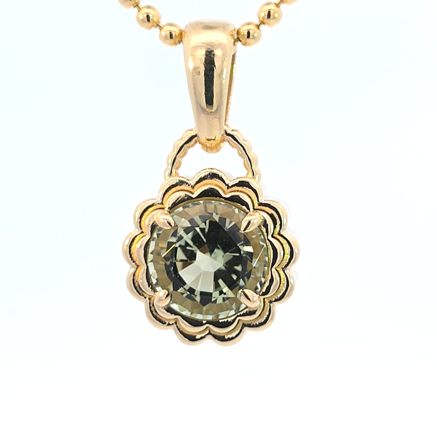 Mint Tourmaline Double Scallop Pendant