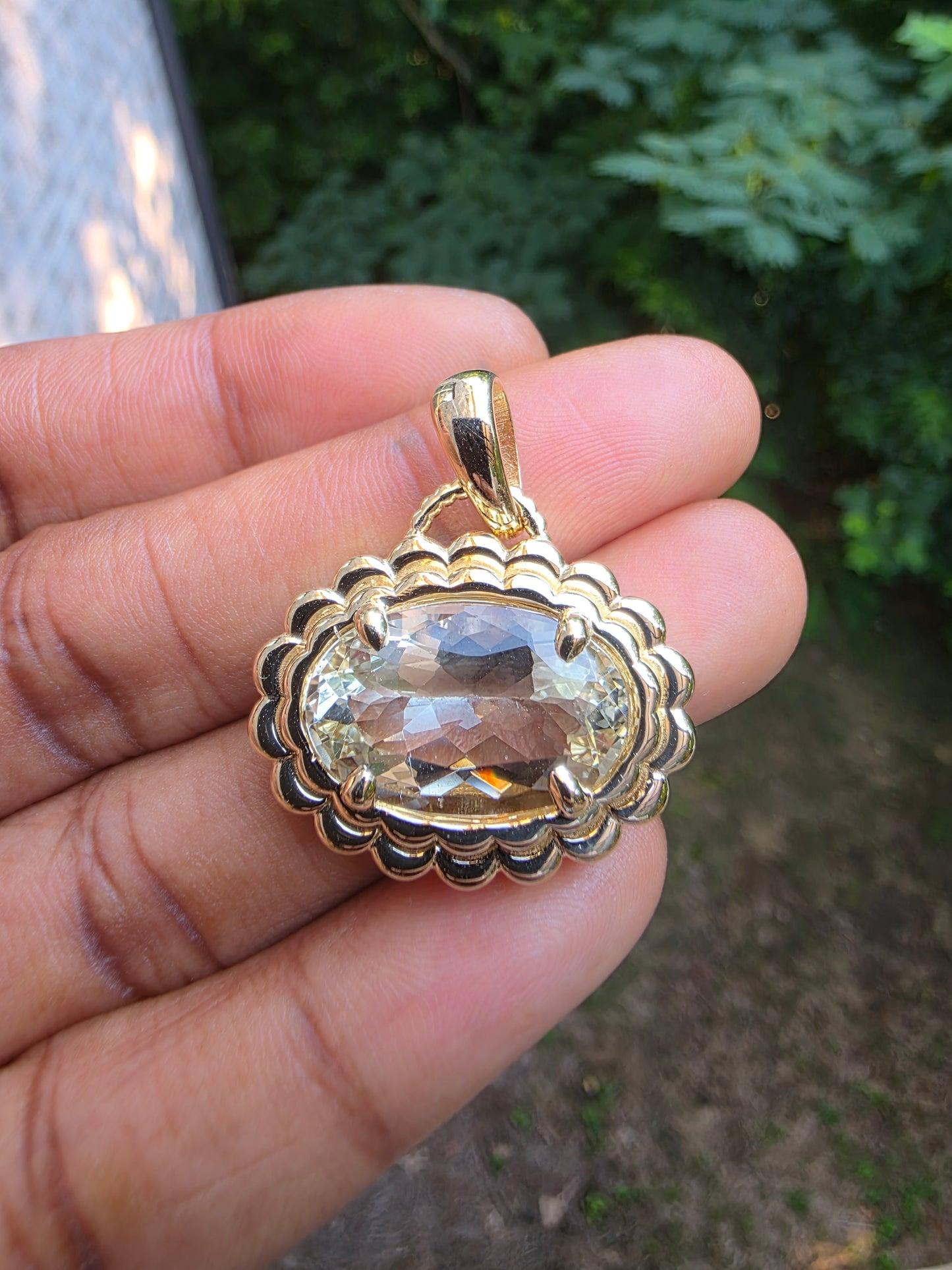 Goshenite Double Scallop Pendant