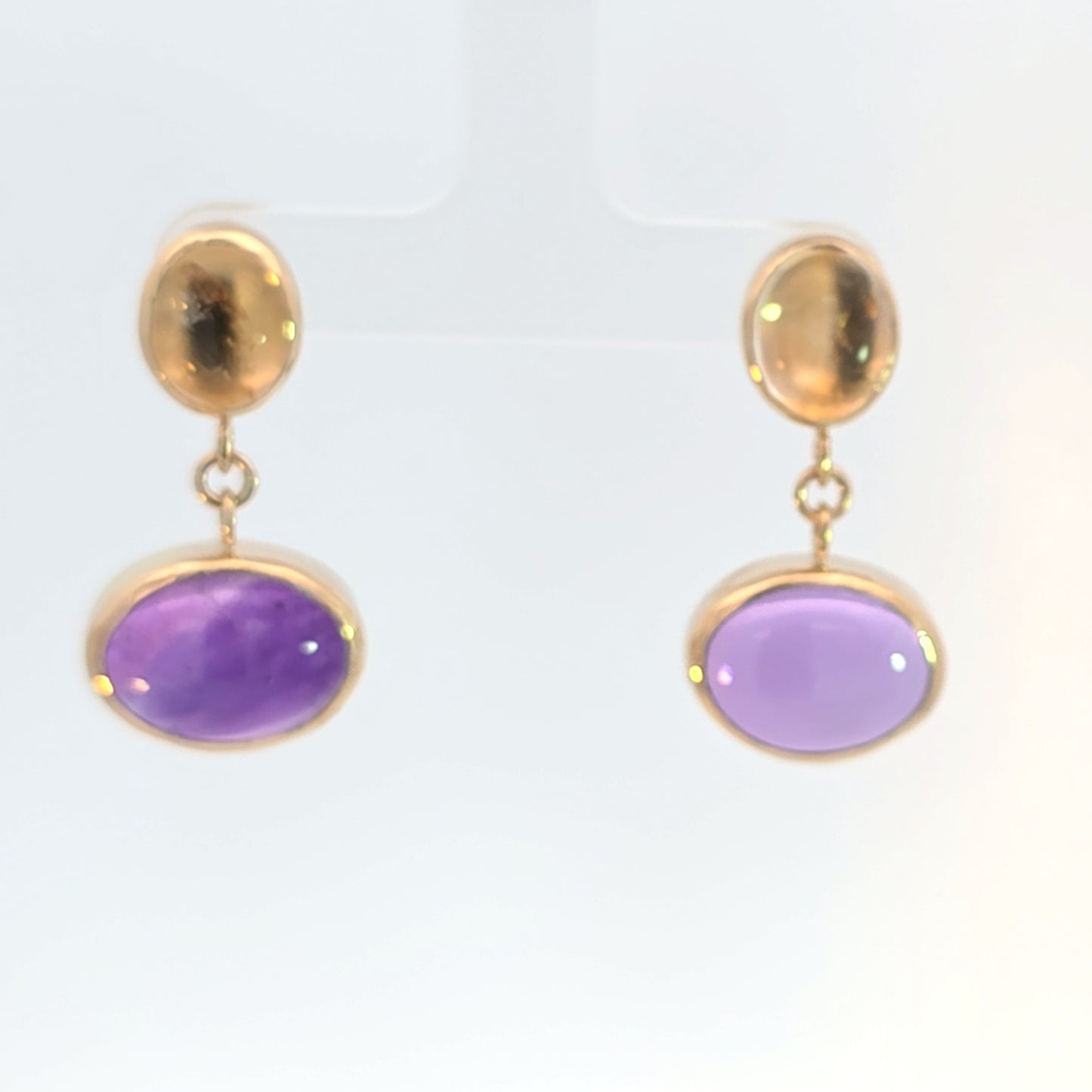 Oval Amethyst & Citrine Dangle Earrings