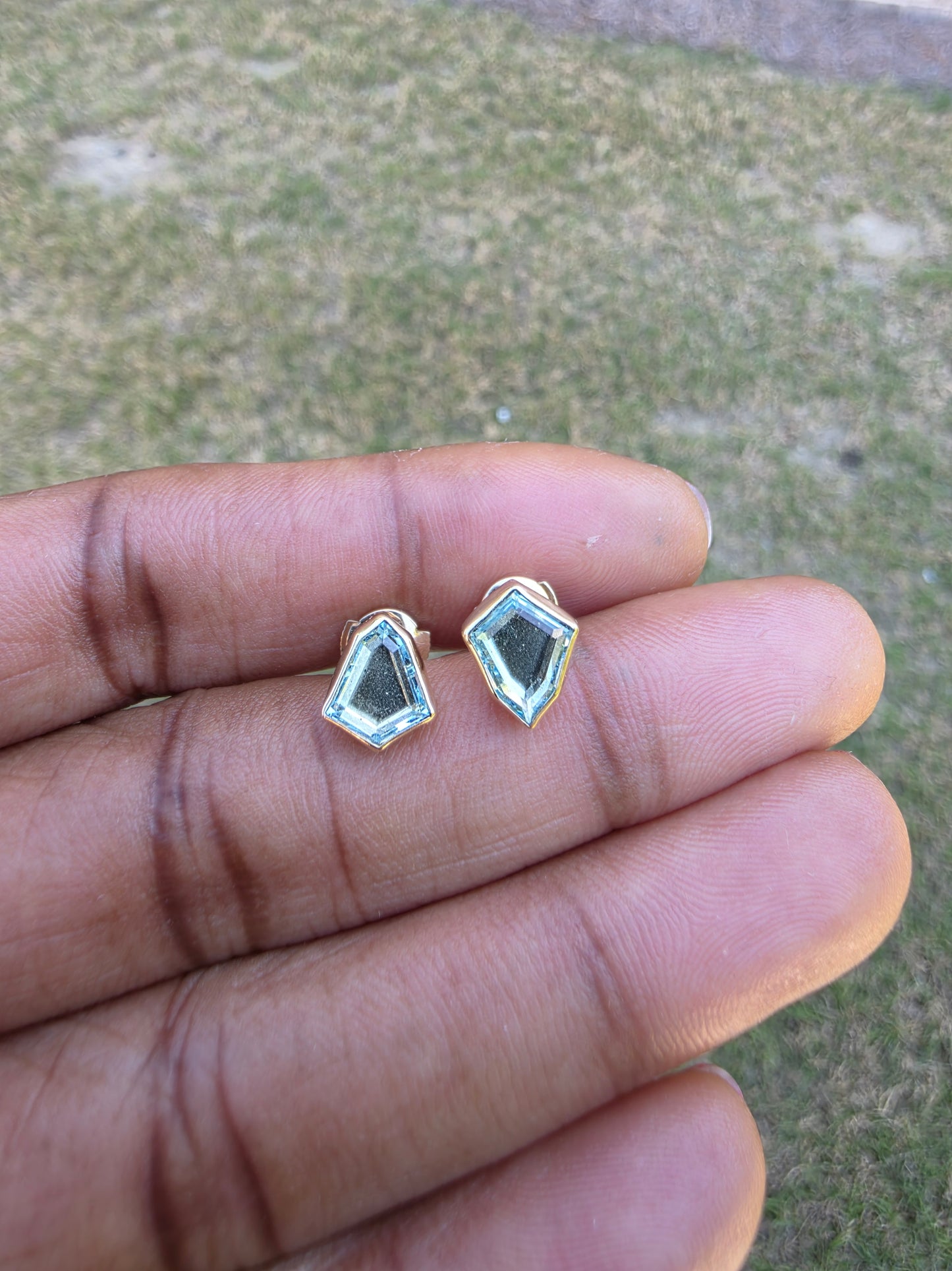 Mismatched Aquamarine Stud Earrings