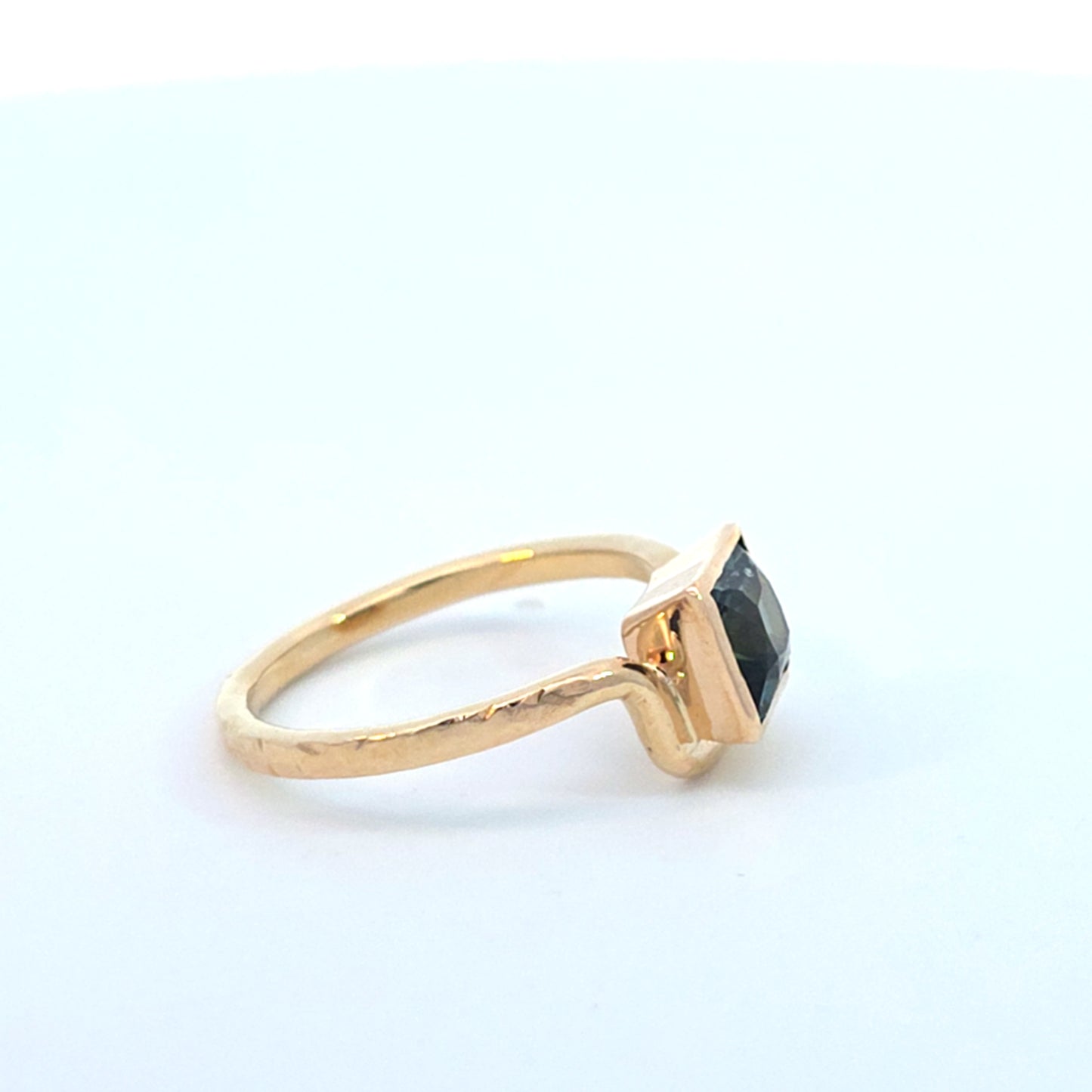 Princess Cut Teal Sapphire Ring