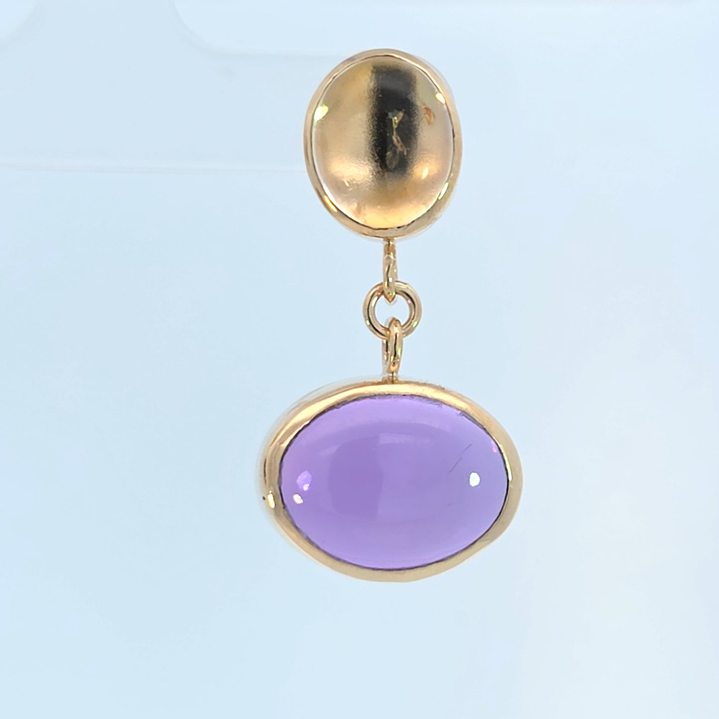 Oval Amethyst & Citrine Dangle Earrings