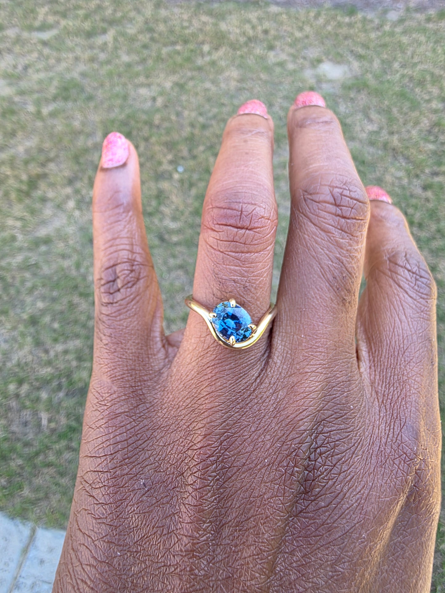 Blue Sapphire Curve Ring