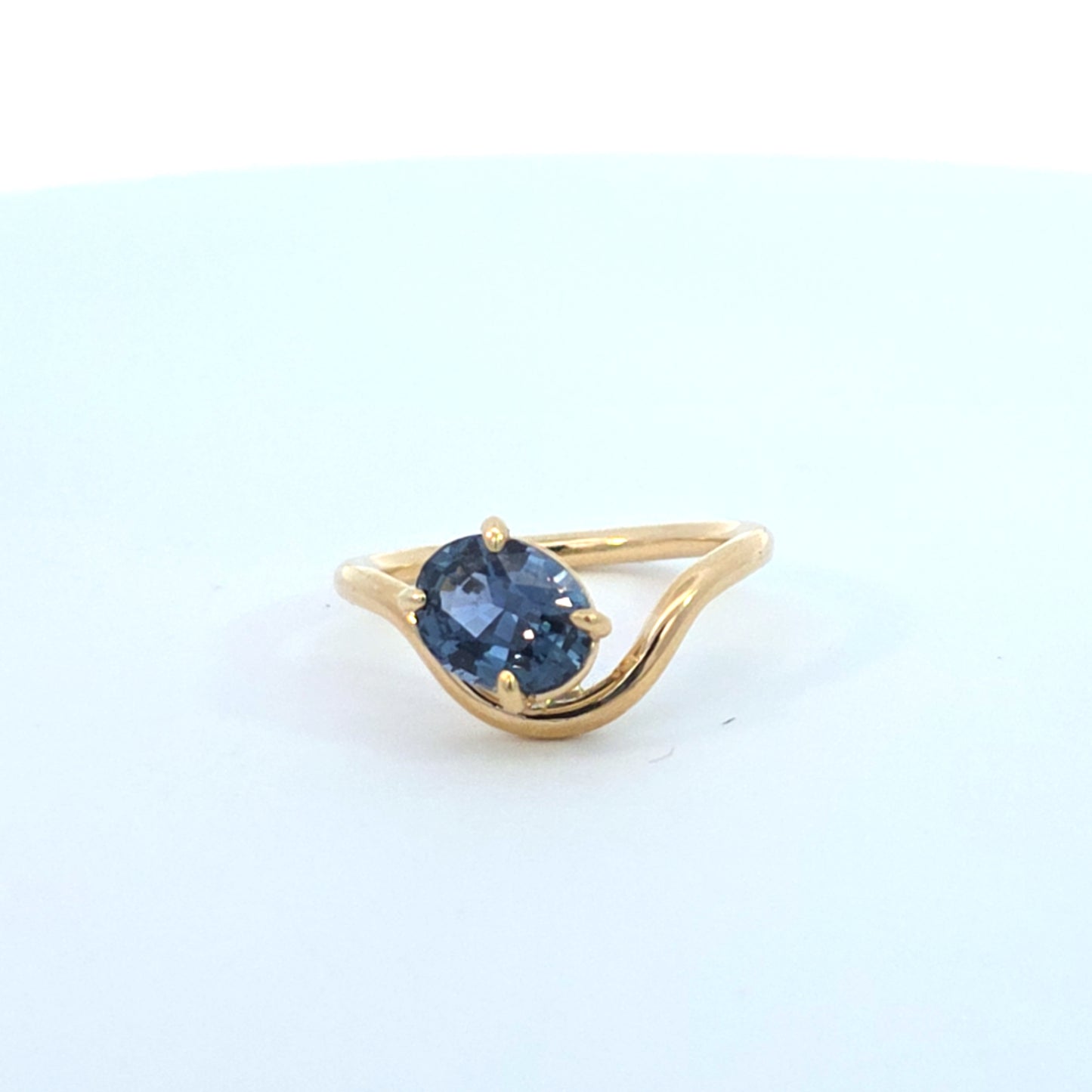 Blue Sapphire Curve Ring
