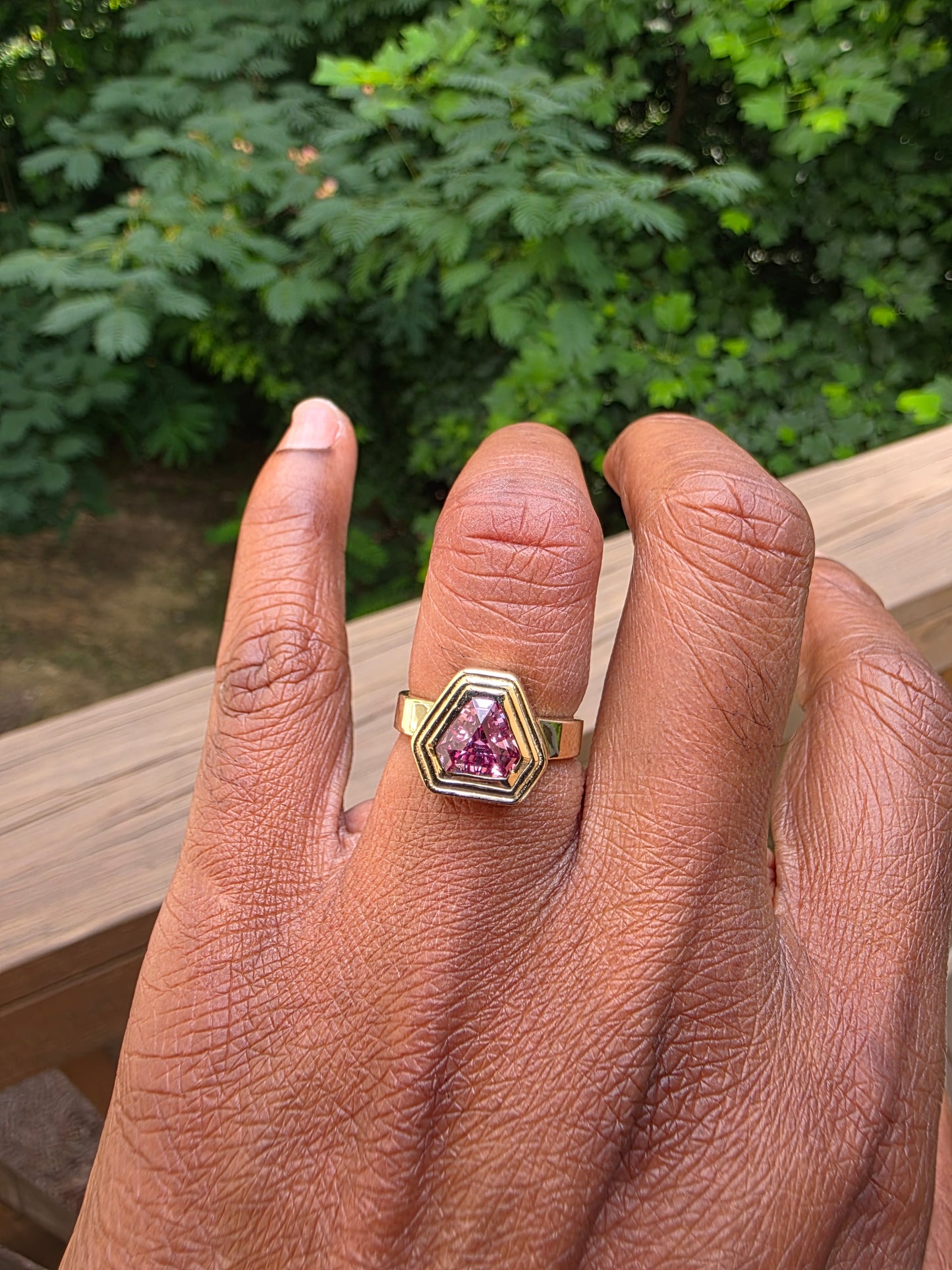 Lotus Garnet Ripple Ring