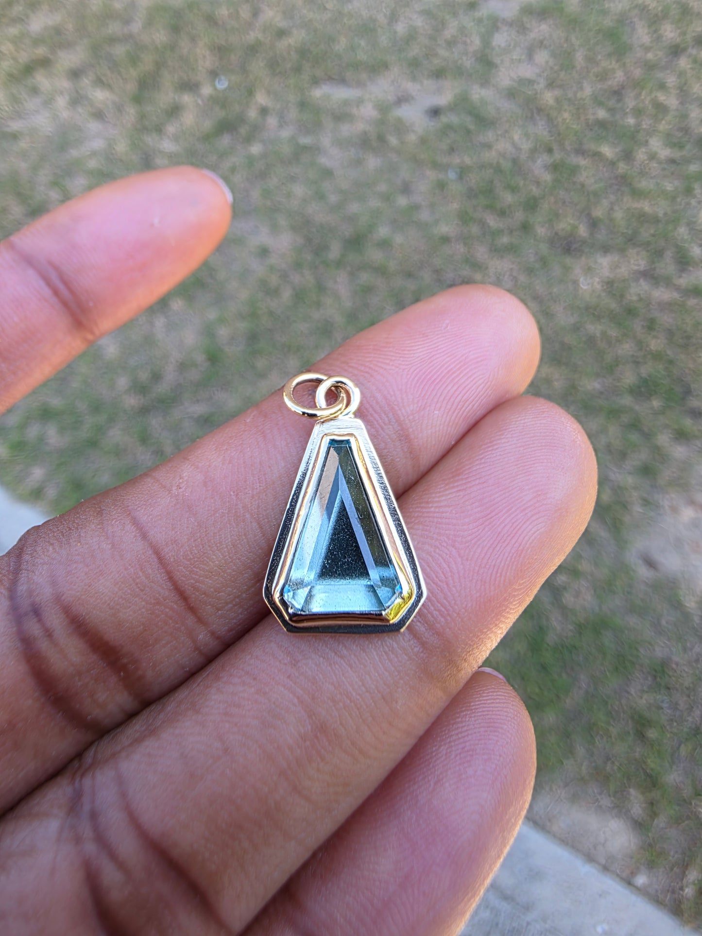 Aquamarine Triangle Pendant
