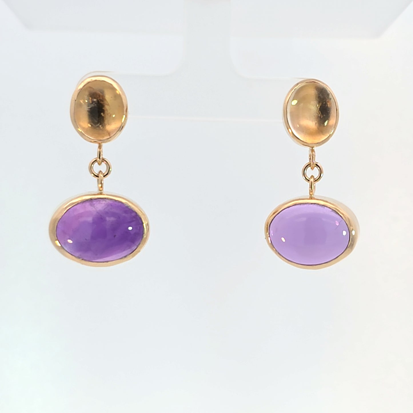 Oval Amethyst & Citrine Dangle Earrings