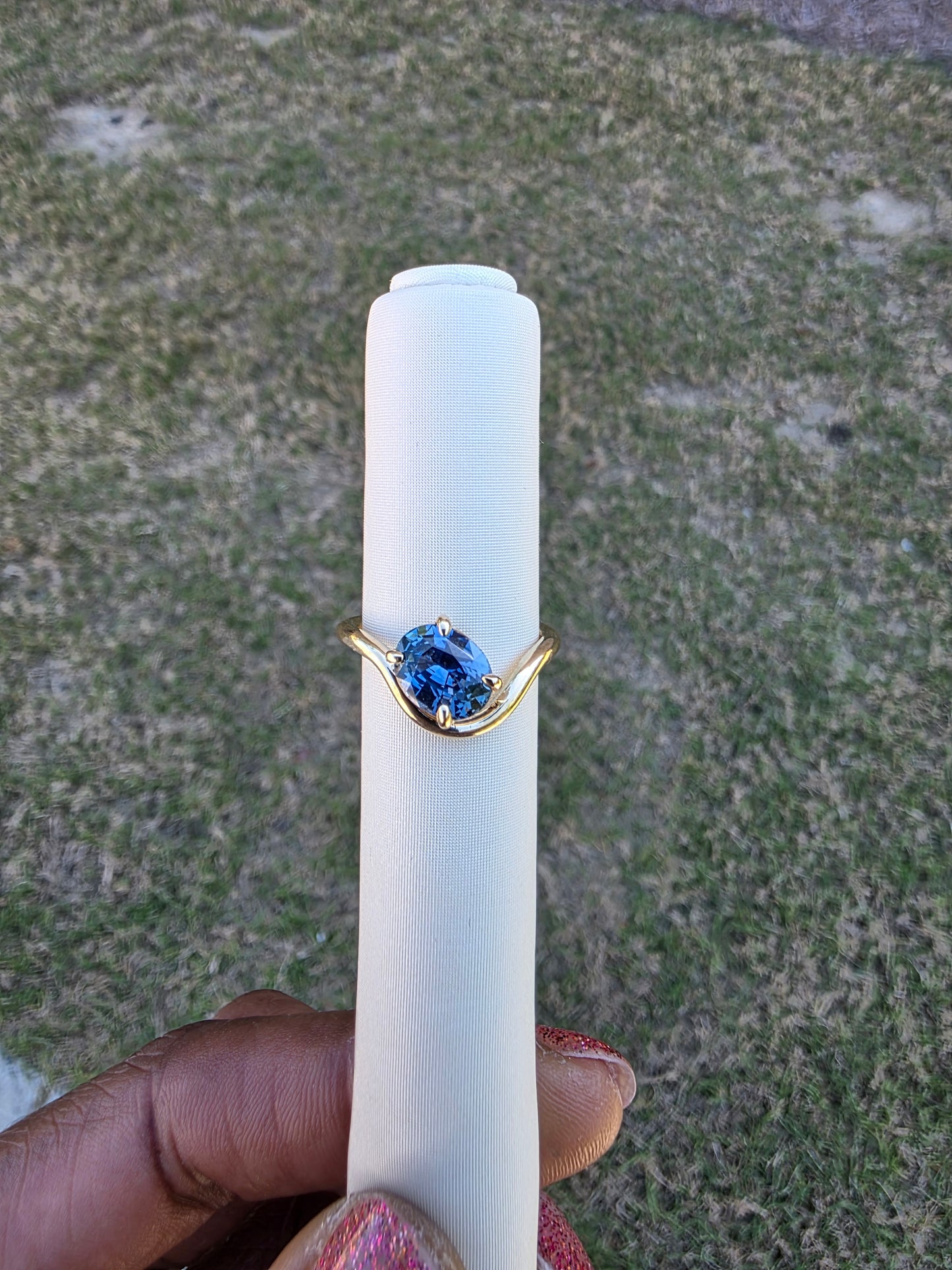 Blue Sapphire Curve Ring