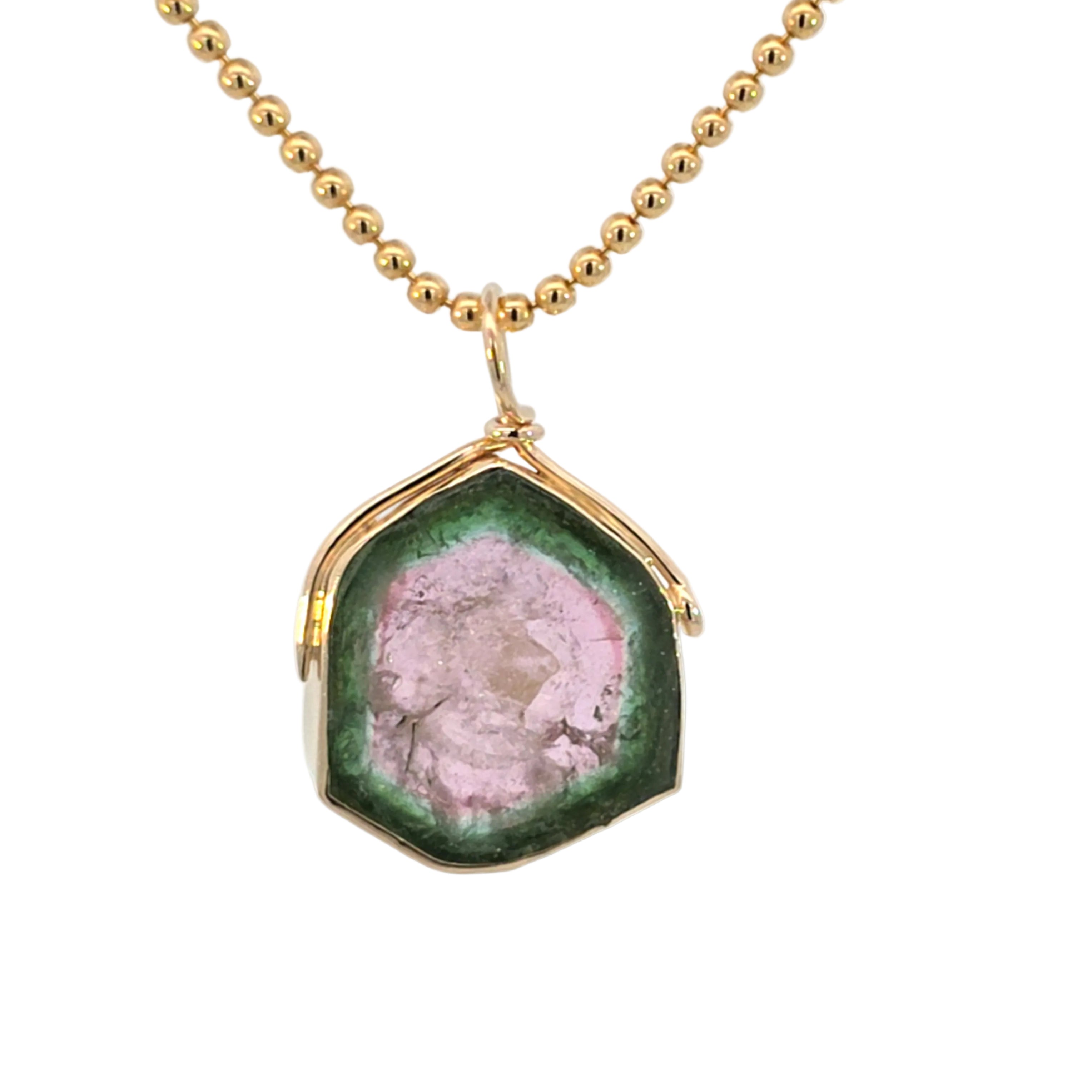 Watermelon Tourmaline Snake Pendant