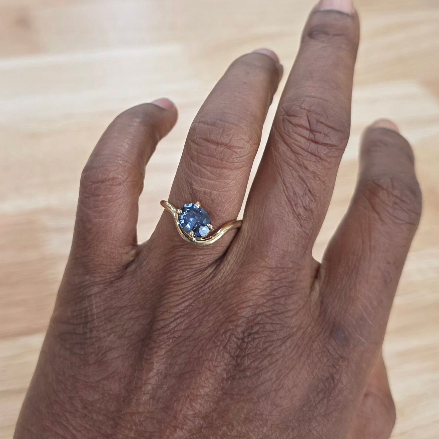 Blue Sapphire Curve Ring