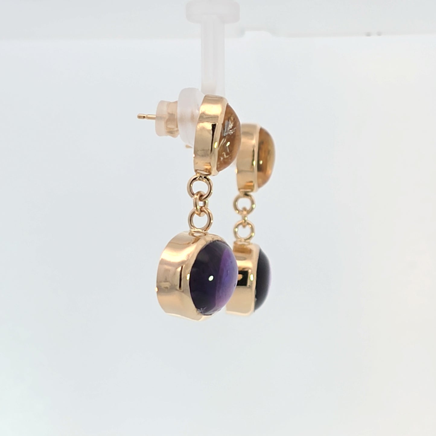 Oval Amethyst & Citrine Dangle Earrings