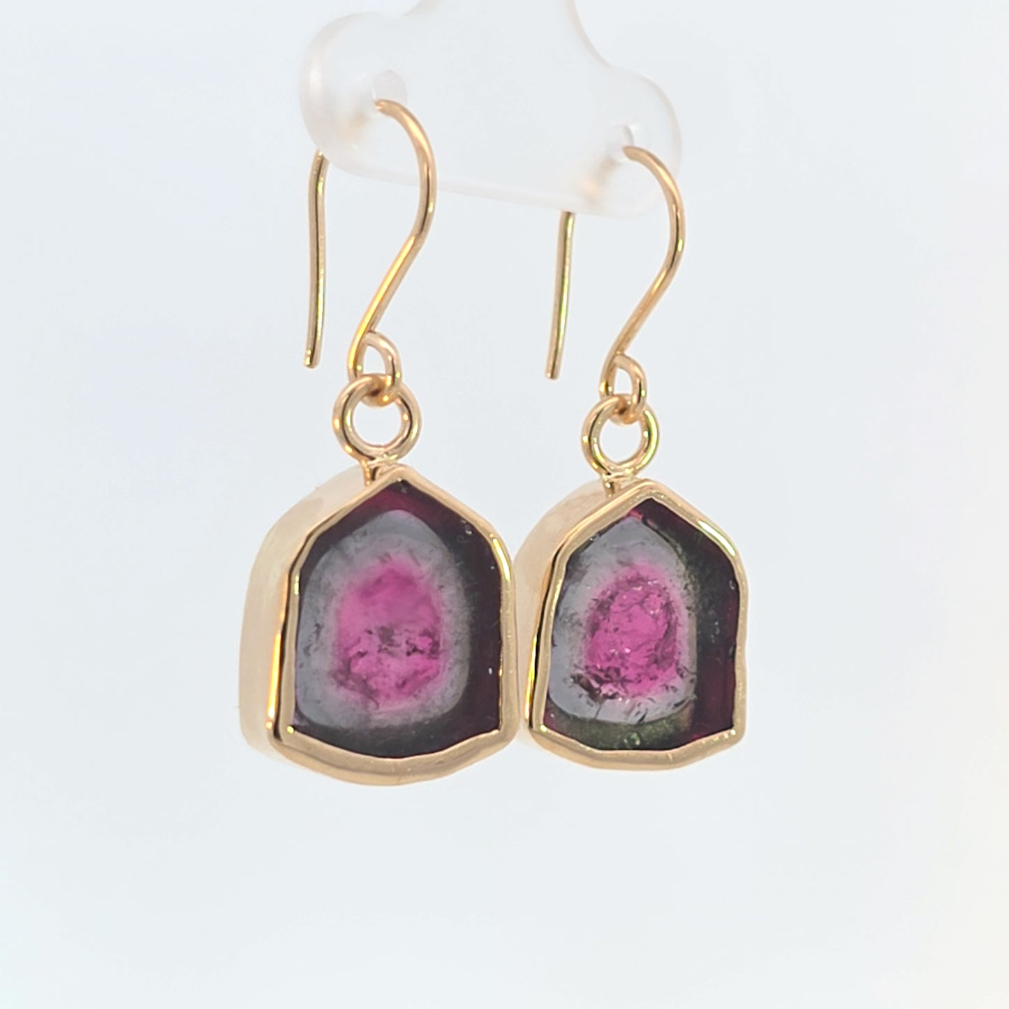 Watermelon Tourmaline Dangle Earrings