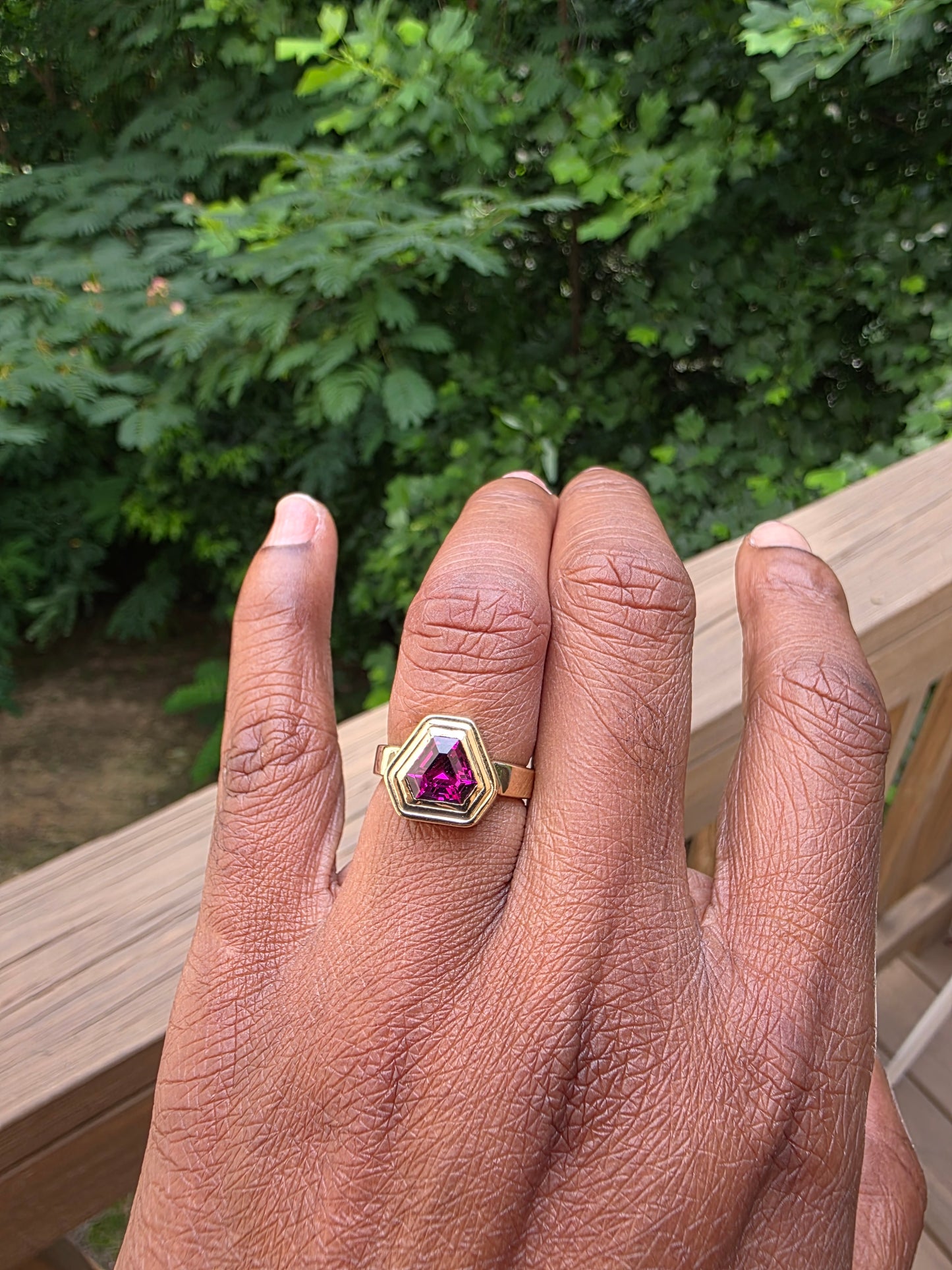 Umba Garnet Ripple Ring