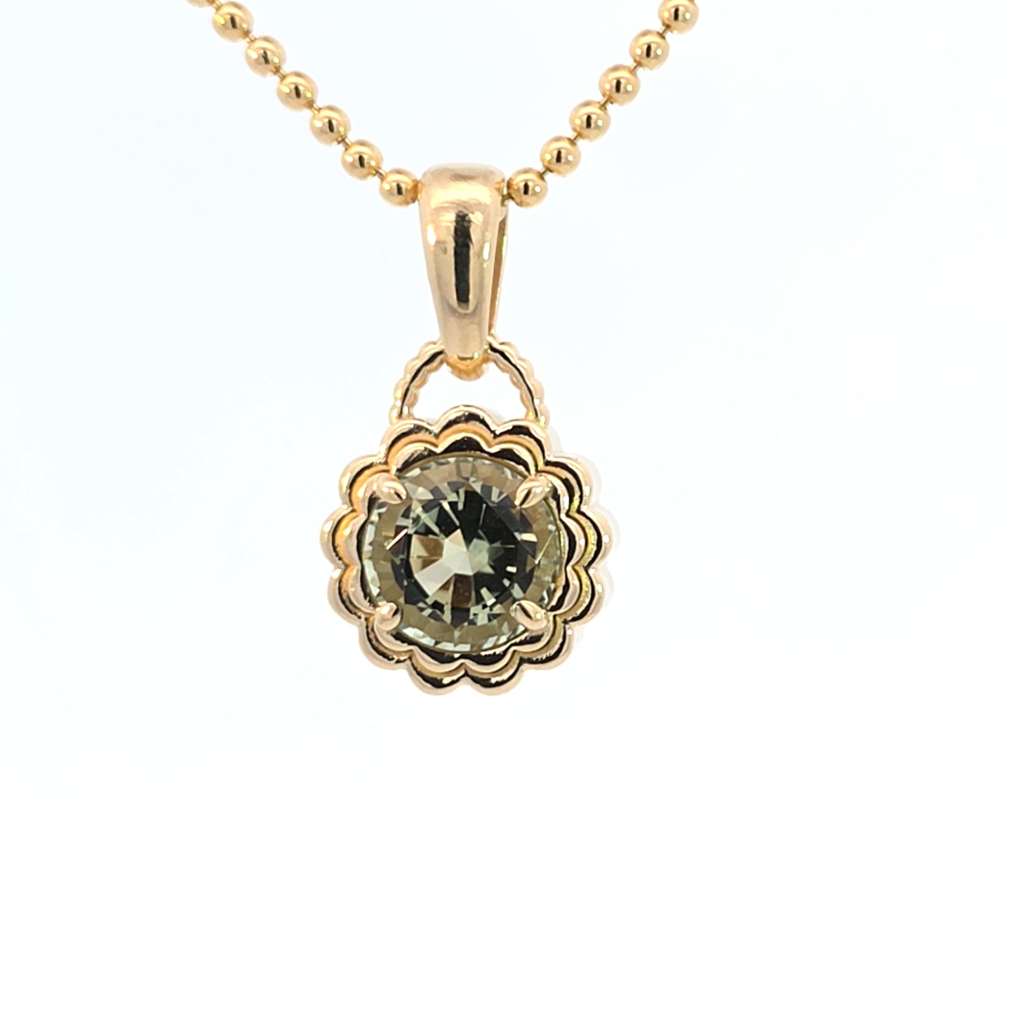Mint Tourmaline Double Scallop Pendant