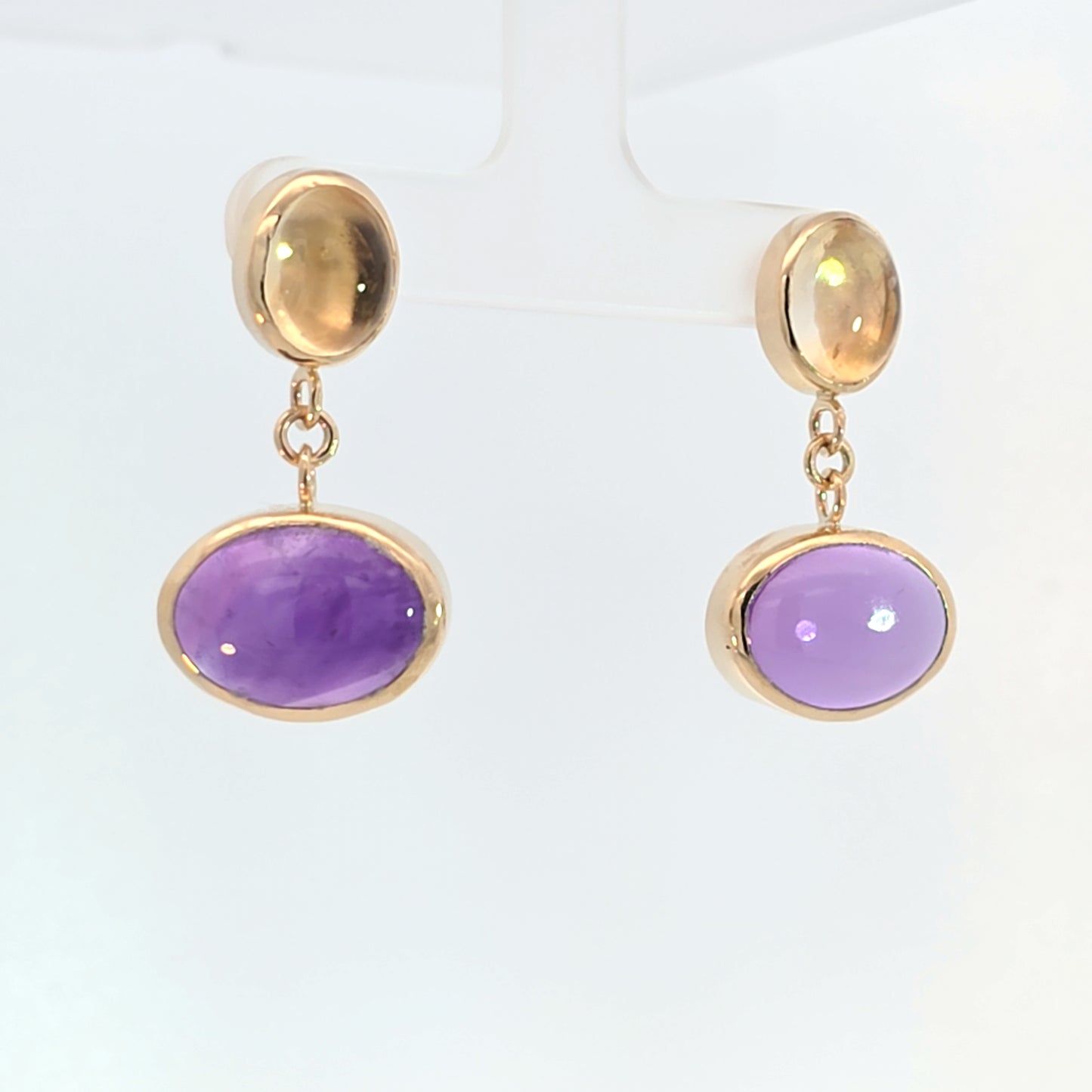 Oval Amethyst & Citrine Dangle Earrings