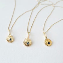 Load image into Gallery viewer, Sapphire Diamond Gold Nugget Pendant Necklace
