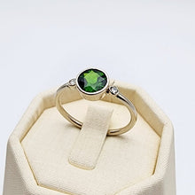 Load image into Gallery viewer, Chrome Diopside &amp; Diamonds 3 Stone Ring
