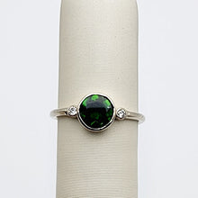 Load image into Gallery viewer, Chrome Diopside &amp; Diamonds 3 Stone Ring
