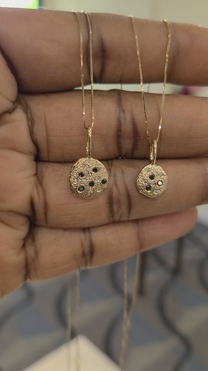 Diamond Gold "Cookie" Pendant Necklace