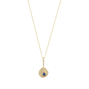 Sapphire Diamond Gold Nugget Pendant Necklace
