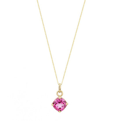 Pink Mystic Topaz 14k Yellow Gold Pendant Necklace