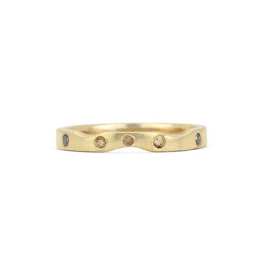 Diamond 14k Yellow Gold Wave Ring