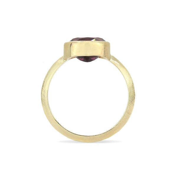 Bezel Set Yellow Gold Garnet Ring