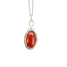 Load image into Gallery viewer, Rhodochrosite Sterling Silver Queen Pendant Necklace
